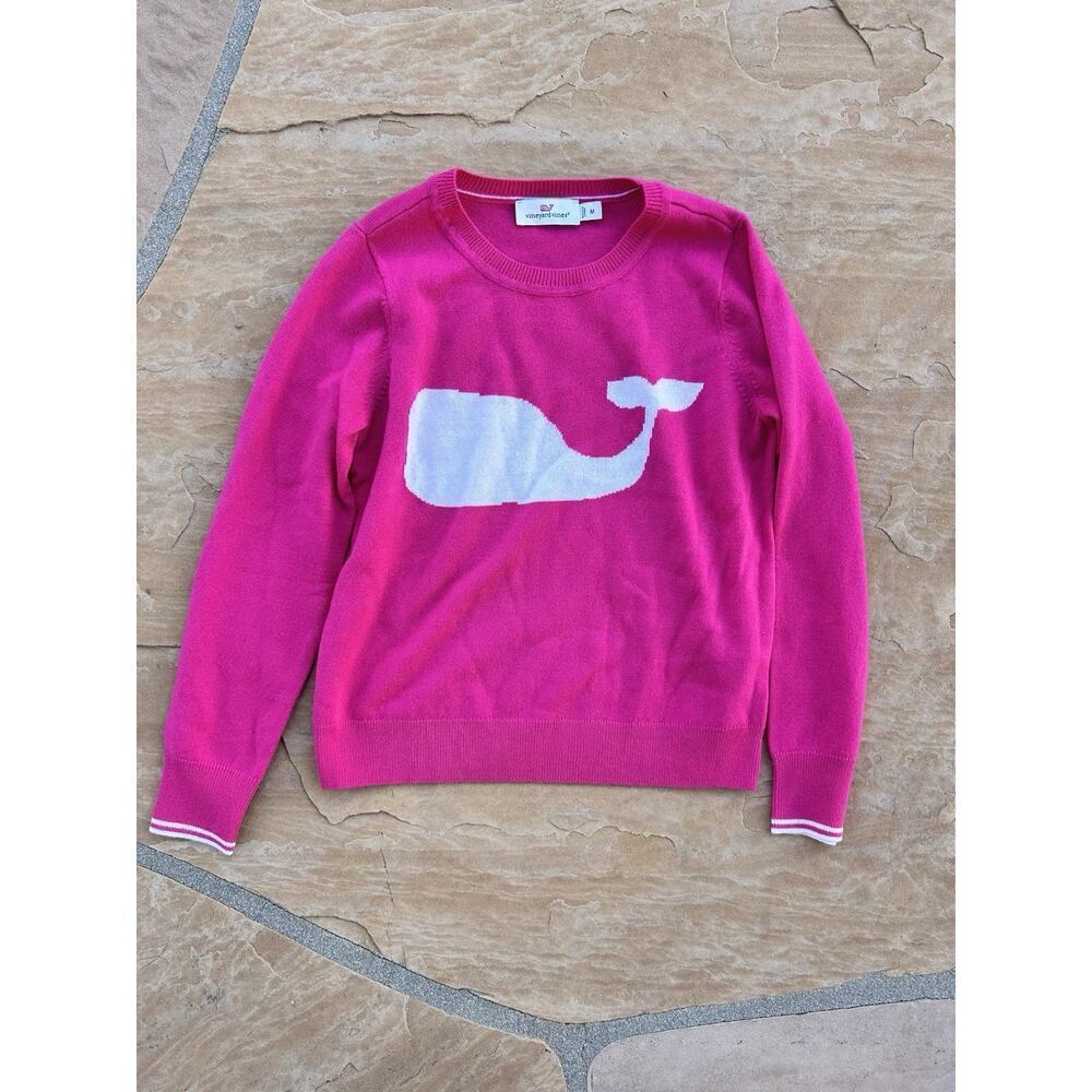 Vineyard Vines Girls Whale Sweater (M) Pink Wool Blend EUC LS